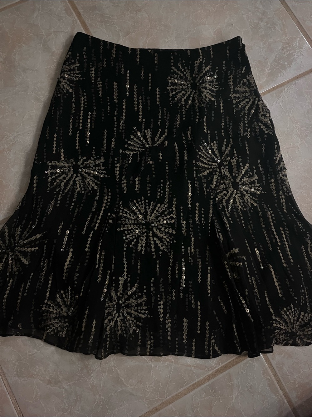 Alfani Black A-Line Skirt with Gold Sequin Burst Detail